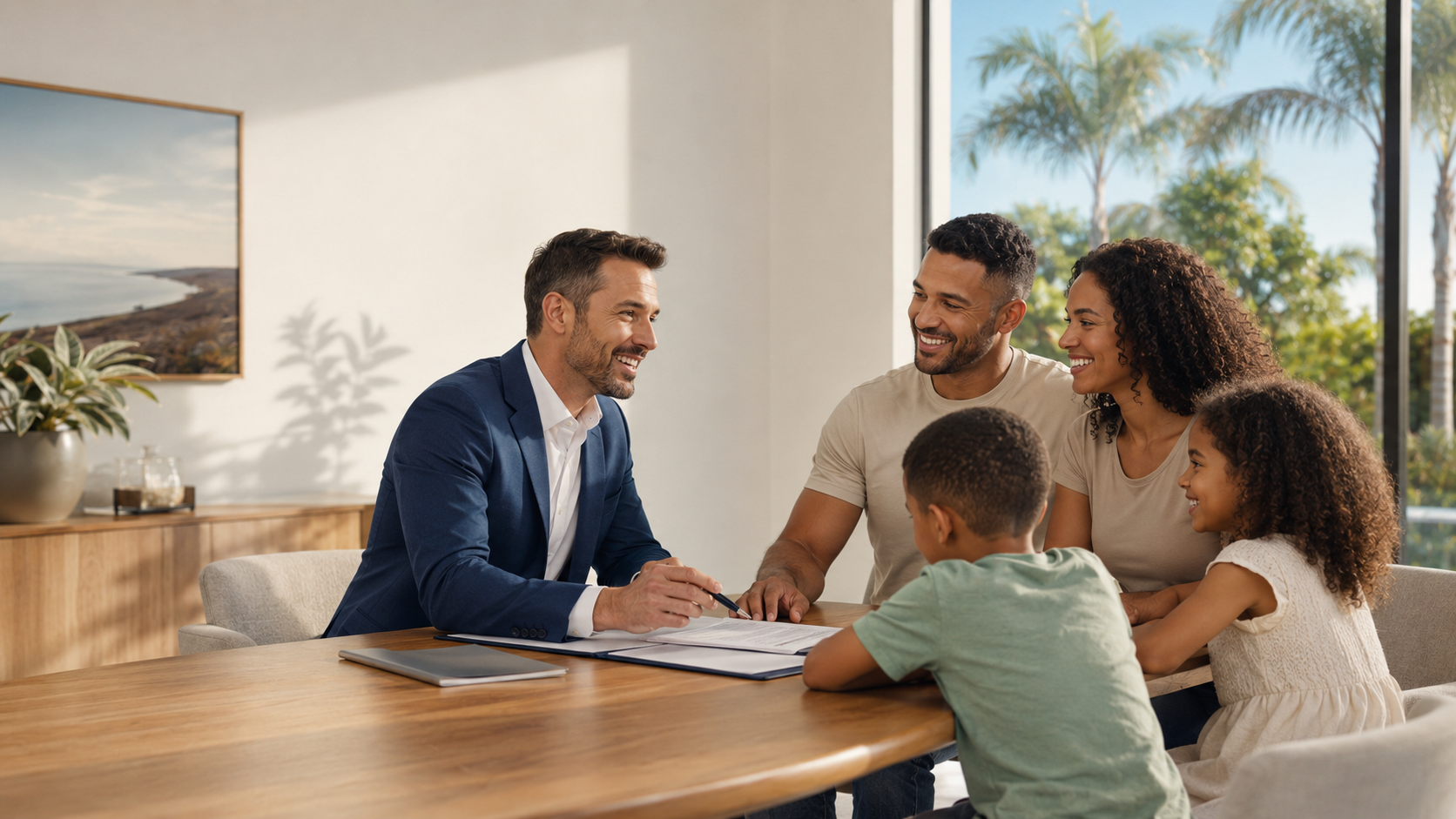 Family meeting with a life insurance advisor